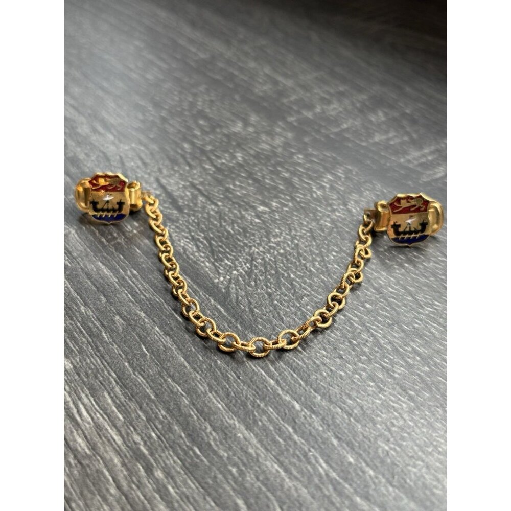 Vintage Tie Tack Clip With Chain Coat of arms of the Providence of New Brunswick